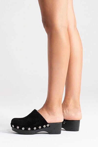 Zeynep Sıradağlı Γυναικεία δερμάτινα τσόκαρα Sarine Μαύρο σουέτ