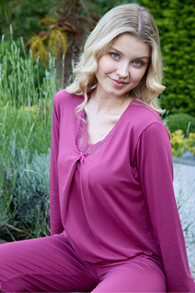 Miss Meryem Fuchsia prsten, viskozna pidžama sa dugim rukavima, velika veličina