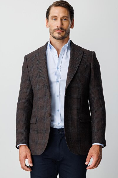 İgs ERKEK KAHVE REGULARFIT / RAHAT KALIP MONO YAKA CEKET