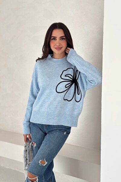 Noi Belis Pulover din tricot brodat cu model moale AW25KZ0005