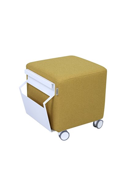 Madestr Cube Puf, Tekerlekli Puf, Çok Amaçlı Dekoratif Pufkoltuk, Dergi ve Ga...