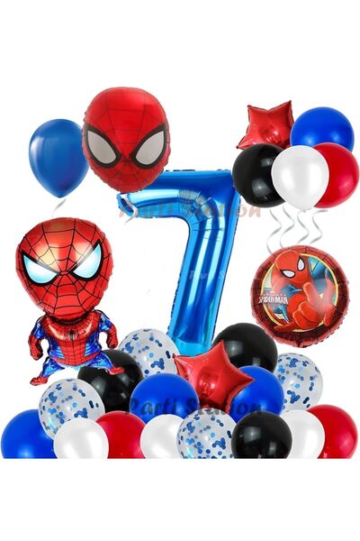 Parti Station Örümcek Adam Konsept 7 Yaş Doğum Günü Balon Set Parti Balonları