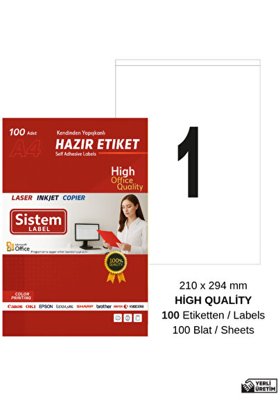 Sistem Label 210x294mm Etichetă autoadezivă A4 pentru laser