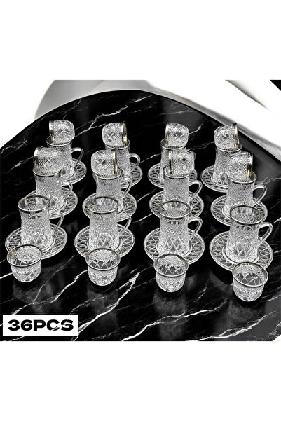 cc bin shihon Crystal glass tea set with saucer and Arabic coffee cup, 36 pieces, for 12 people