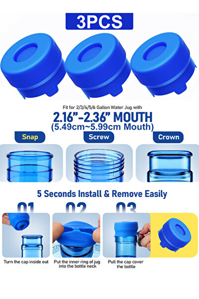DMYRDH Reusable Silicone 3 & 5 Gallon Water Jug Replacement Cap for 55mm Standard Screw Crown Top Bottles