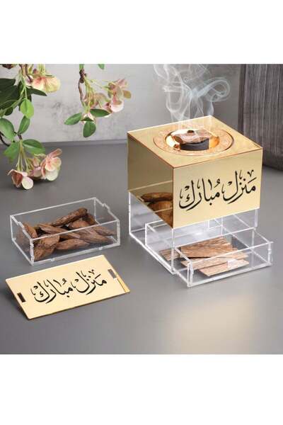 Story of candle Hikayat Acrylic Incense Burner with Storage Box and 'Blessed Home' Engraving