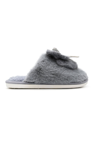 Tmall Women's fluffy slippers, with bow tie, PD1007, Grey