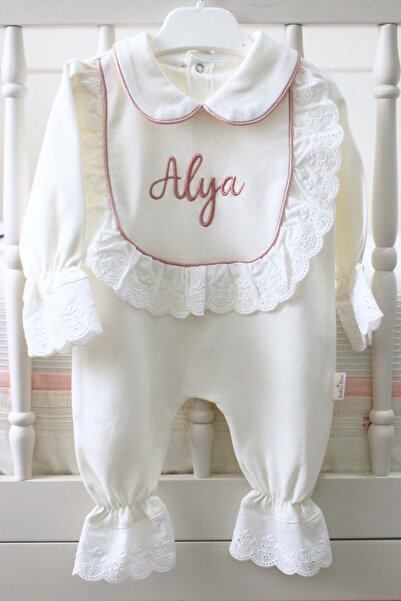 BabiesFirst Dantelli İsme Özel 6 Parça Yenidoğan Set %100 Pamuk Tulum Battani...