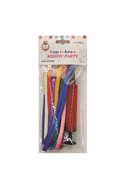 Mirific Party Manual pump set for inflating balloons, assorted colors