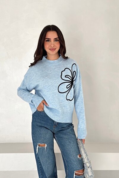 Noi Belis Pulover din tricot brodat cu model moale AW25KZ0005