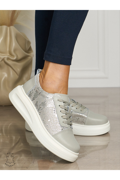 ANGEL BLUE Casual shoes made of genuine leather WITH THICK SOLE CRL1509 Grey