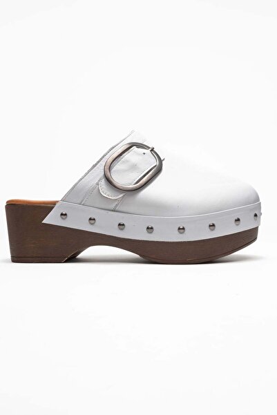 Zeynep Sıradağlı Sylive Women's Leather Clogs Slippers White