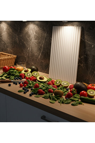 SÜMER CAM SUNUMLUK VE CAM KESME TAHTASI NERVÜRLÜ BEYAZ TEMPERLİ