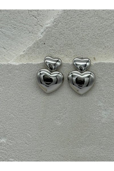 AUBRA Capella Trace Xuping Women's Steel Heart Earrings Non Tarnish Antiallergic Silver Color