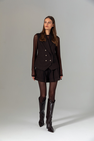 Berr-ın Double-Breasted Closure Vest Brown