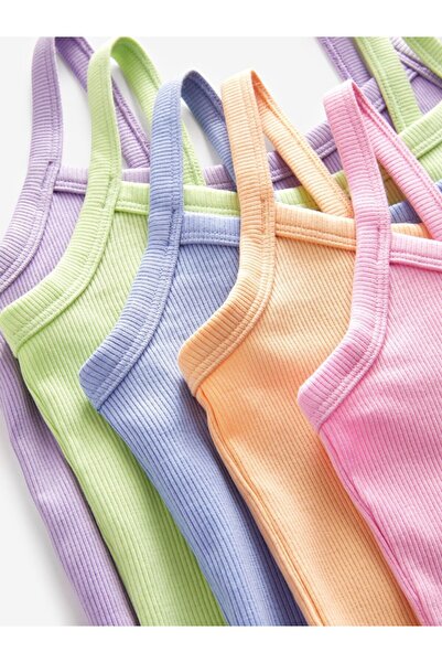 Next Baby Cotton Pastel Colors String Strap Tank Top Set of 5