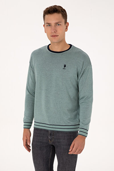 U.S. Polo Assn. Men's Comfort Fit Collar Detailed Mint Sweatshirt 50315022-Vr090
