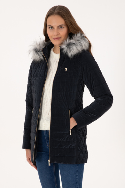 U.S. Polo Assn. سترة جلدية نسائية باللون الأزرق الداكن 50317317-200