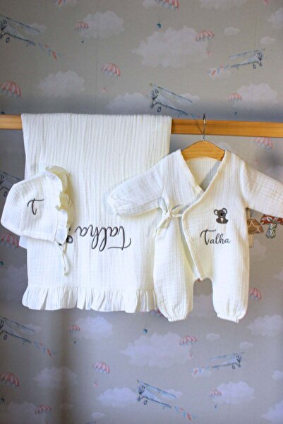 BabiesFirst Koala Desenli İsme Özel 6 Parça Yenidoğan Set %100 Pamuk Tulum Ba...