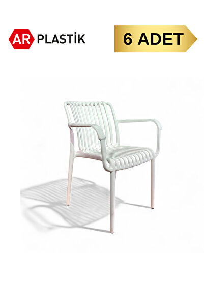 AR PLASTİK Neron Sandalye 6 Adet, Bahçe Sandalyesi, Balkon Sandalyesi