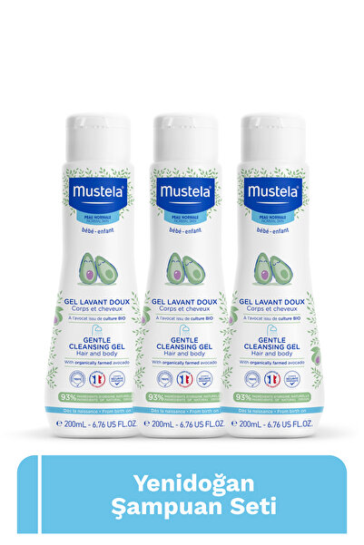 Mustela Yenidoğan Bebek Göz Yakmayan Şampuanı Saç, Vücut 3’lü Set 200 ml x 3