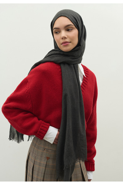 Fresh Cashmere Textured Shawl Anthracite