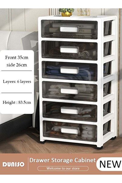 DOMEET 6 Layers Drawer Storage Cabinet Drawer Plastic Containers Box with Wheels 35CM Wide Slit Cabinet Dra