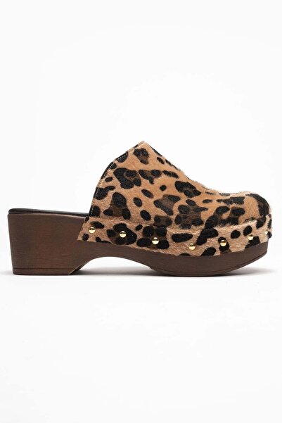 Zeynep Sıradağlı Дамски кожени сандали с Т-образна катарама Serviola Leopard