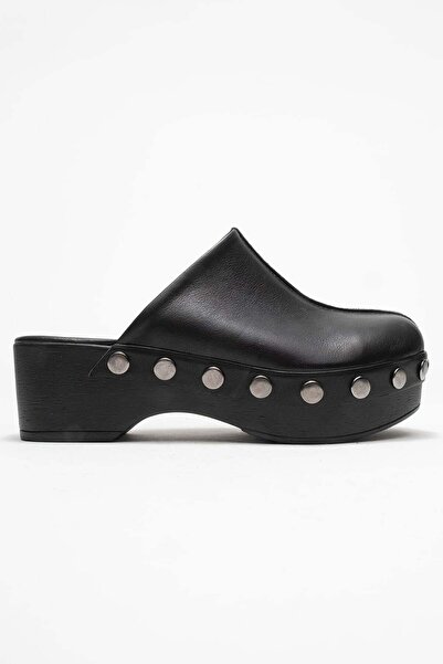 Zeynep Sıradağlı Sarine Women's Leather Clogs Sandals Black