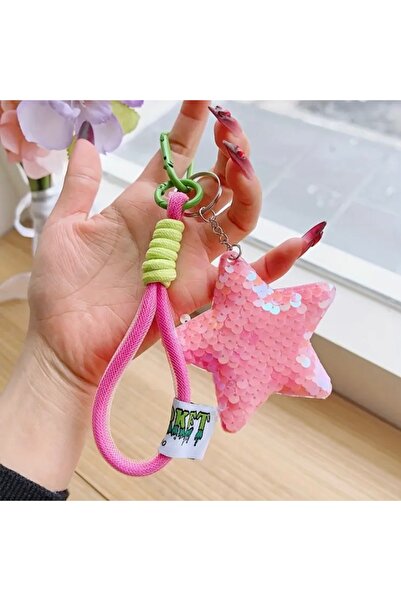Accessories Hei Star-Shaped Pink Sequin Cute Women's Bag Ornament Charm Keychain