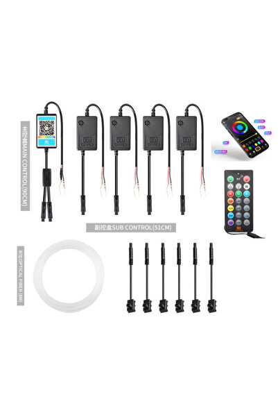 OEM Kit Lumini Ambientale Wireless 8 metri cu 6 surse Led RGB cu Aplicatie te...