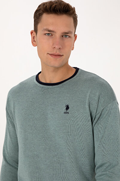U.S. Polo Assn. Men's Comfort Fit Collar Detailed Mint Sweatshirt 50315022-Vr090
