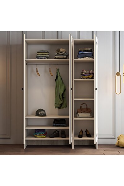 Variant Mobilya Münih 3 Kapılı Aynalı Gardrop (13) - Traverten Mermer