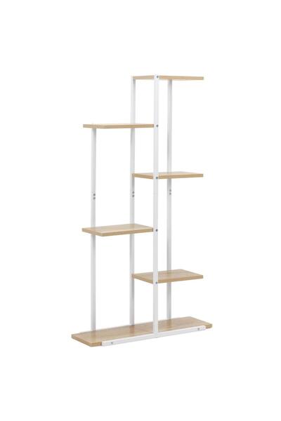 SERSIMO Raft cu 6 rafturi din metal și MDF, 60x20x113 cm, alb și maro