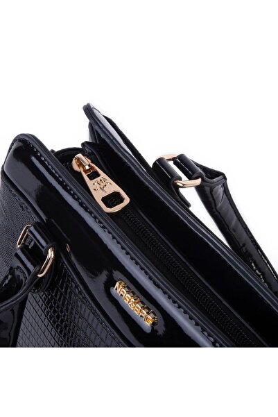 Nas Bag Stylish Women's Midi Hand and Shoulder Bag Black Laser