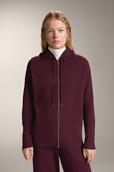 Oysho Long knit cardigan with hood