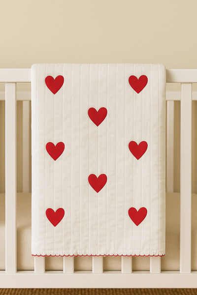 AKİ MODA KİDS Multi-Purpose Muslin Blanket Muslin Cloth Red Heart 80X90 Newborn Muslin Blanket
