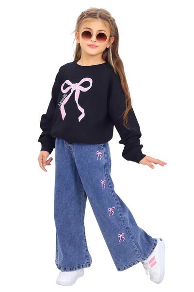 NURTOPU Girls' Set Top and Bottom Set Top Transitional Bottom Jeans Soft and Comfortable Jeans