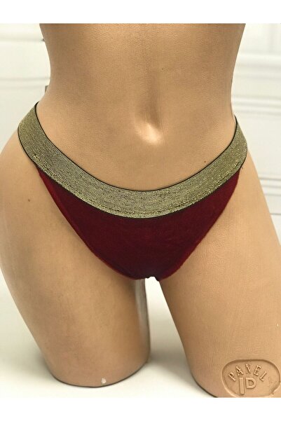 NSMLİFE Christmas Gift, Christmas, Red Velvet Thong with Bow Detail on the Back, String Model