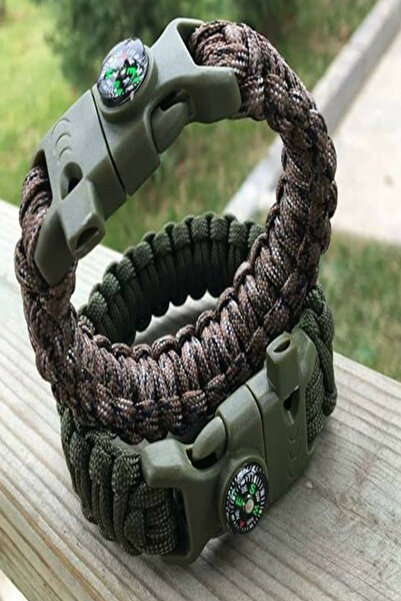 CİYU TİCARET Pusulalı Hayatta Kalma Bilekliği Kamp Bilekliği Düdük Çok Amaçlı...