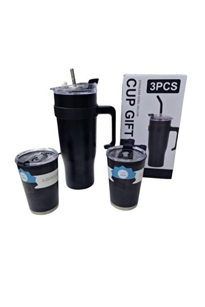 Generic 3pcs Mini Cup Tumbler Cup Gifts Set, Thermos Coffee Tumbler Mug with Handle Straw 40oz & 11oz