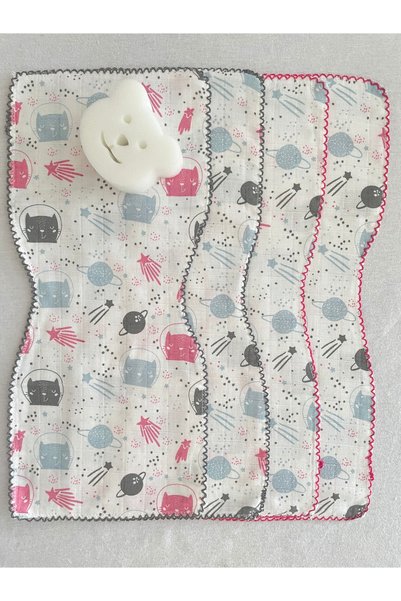 MASALBABY 4-Pack 100% Cotton Organic Colored Muslin Baby Shoulder Cover / Mouth Wipe / Bath Sponge Gift