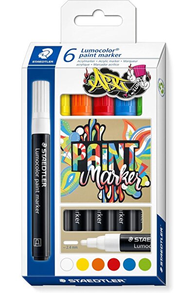 Staedtler Wiz Design - 349 C6 Lumocolor Acrylic (Paint) Marker Pastel Colors ...