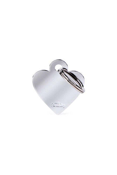 My Family Basic Heart Plated Brass ID Tag - CHROME/SMALL