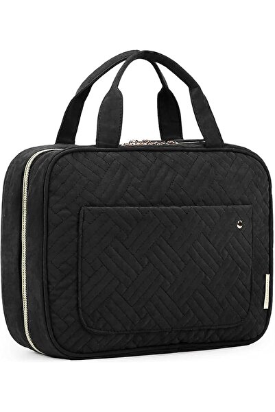 BAGSMART Hanging Travel Toiletry Bag, Waterproof, Full-Size Shampoo Container, Medium, Black