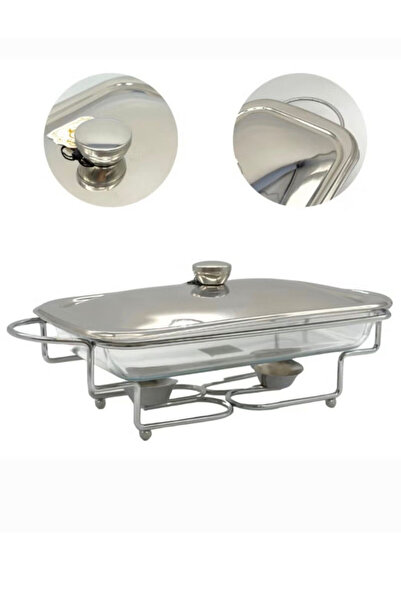 Urbanza 3 Liter Rectangular Glass Chafing Dish with Stainless Steel Lid – Buffet Food Warmer for Catering