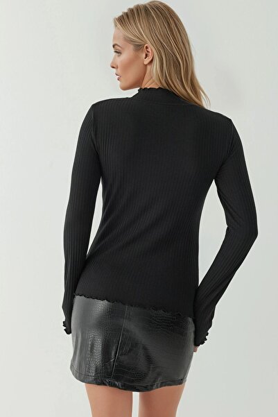 Hiccup Textured Slim Fit Round Neck Long Sleeve Top