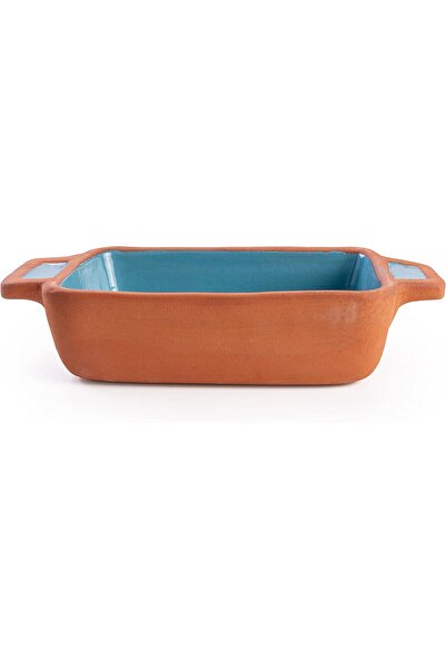 Generic Luxiol Handmade Rectangular Terracotta Oven Tray, Lead-Free, Oven-Safe (Set of 2)