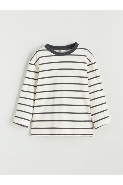 LC Waikiki Ecru Striped Baby Boy T-Shirt and Pants 2-Piece Set