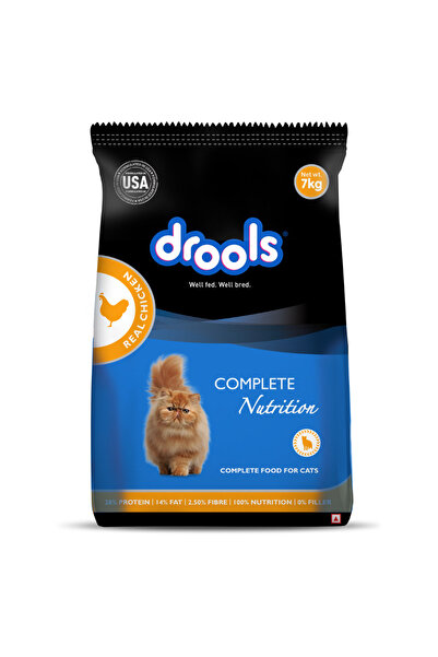 Drools طعام القطط البالغة الجاف من كومبليت نيوتريشن، دجاج حقيقي، 7 كجم